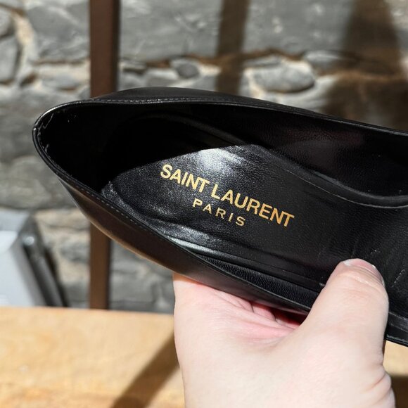 Saint Laurent Black Leather Paris 100 Pumps - Picture 4 of 11